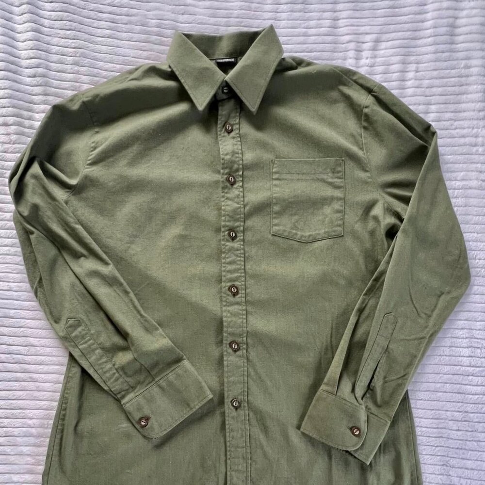 Men's Size 42 (U.S. SIZE L/16.5) Gloriette Long Sleeve Sage Green Button Down Sh